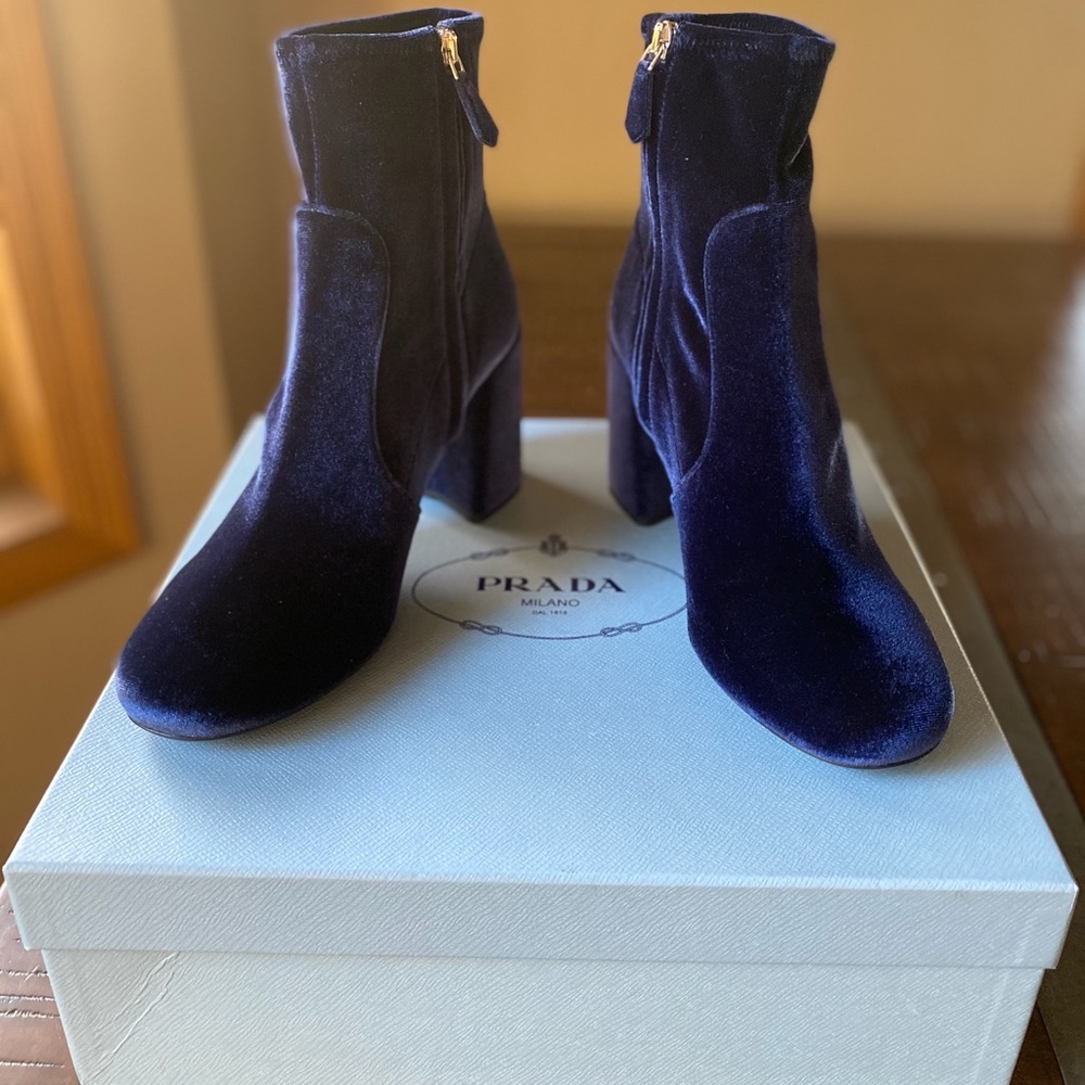 New Prada Calzature Donna Boots Blue 38.5